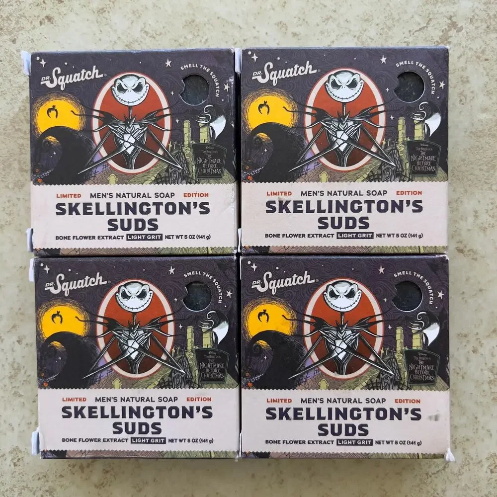 4 pk - DR. SQUATCH Halloween Natural Bar Soap Limited Edition Skellington's Suds